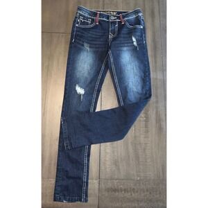 VIGOSS Girls The Austin Ankle Skinny Jeans Dark Wash Size 10 Distressed‎